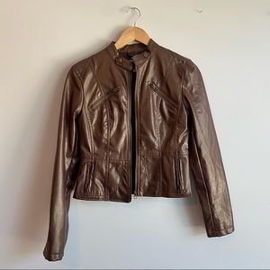 BODY CENTRAL 90’s Brown Faux Leather Jacket (S)